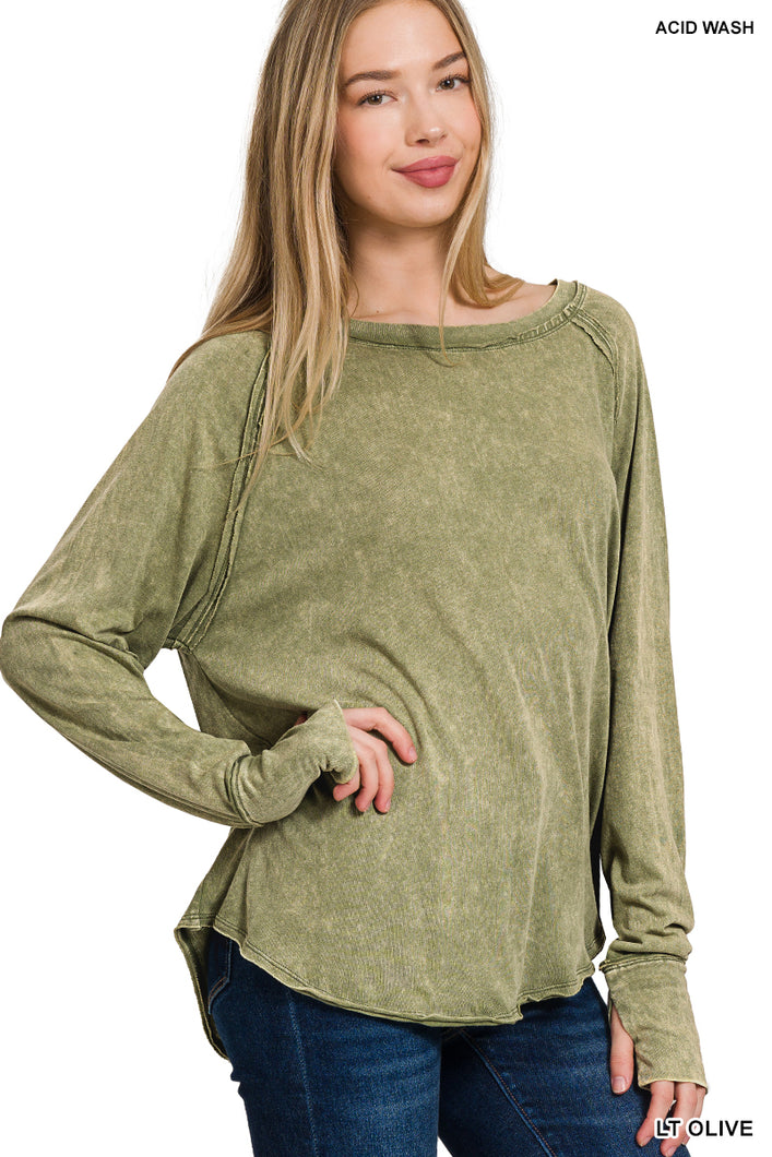 On The Run Top in Lt Olive