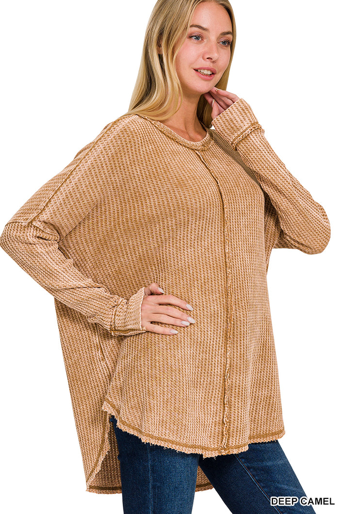 Cafe Sipping Top in Deep Camel