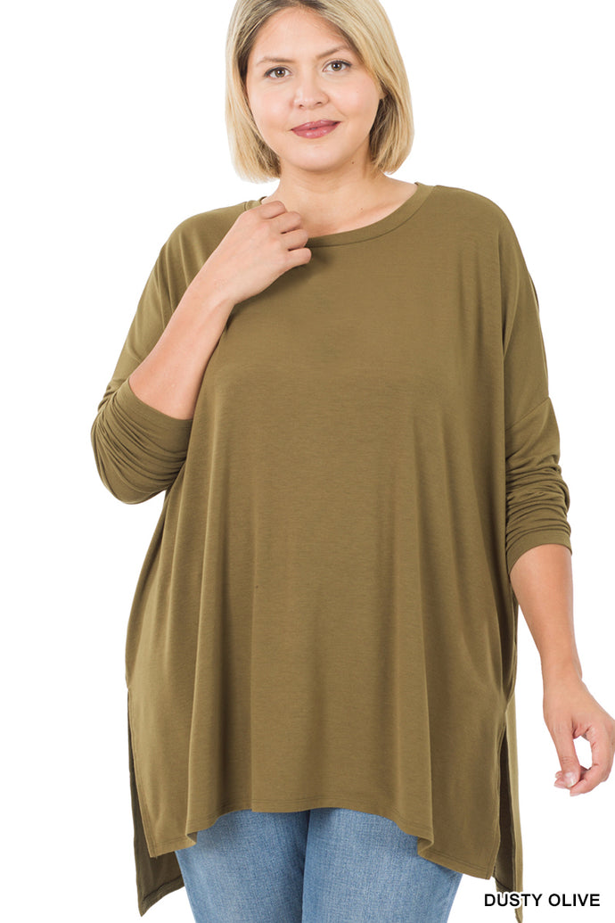 Cozy Casual Crew Neck Top  in Dusty Olive