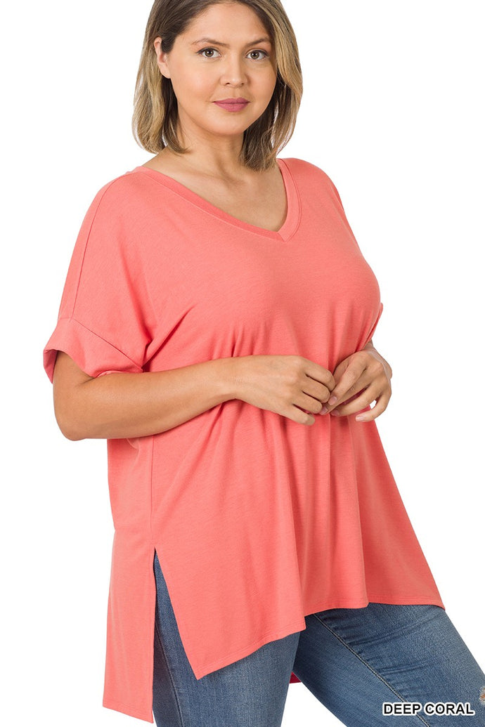 Fun and Done Top in Deep Coral  {Curvy}