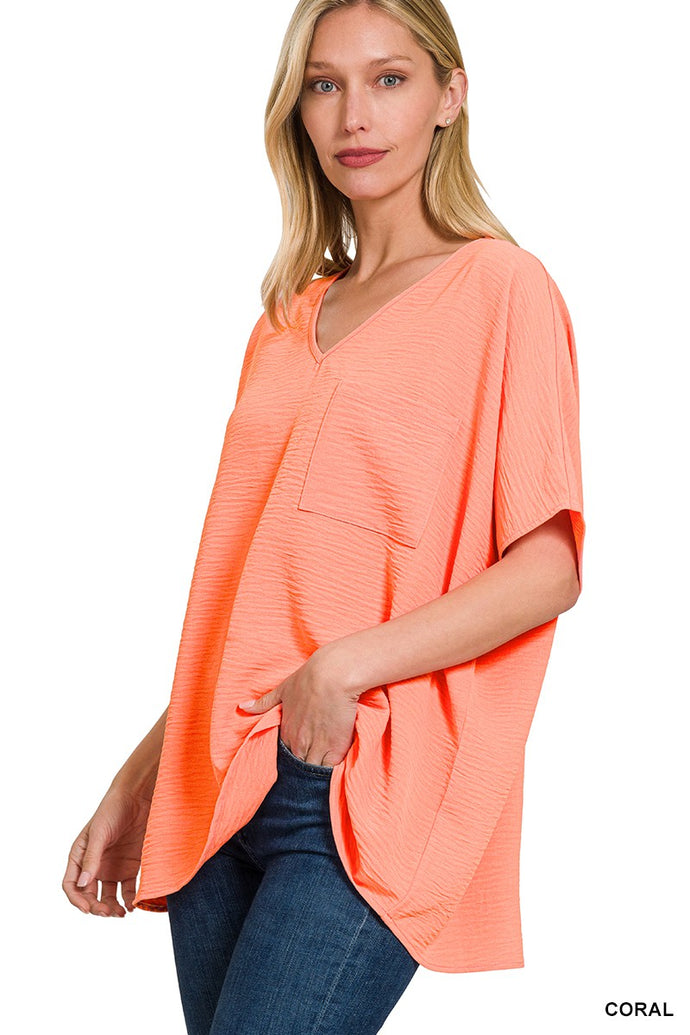 Spring Bloom Pocket Top in Coral