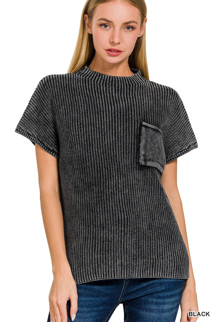 Short Sleeve Sweater with Pocket