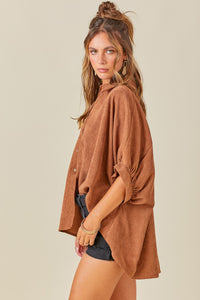 Cozy Outing Corduroy Button Down in Brown