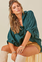 Cozy Outing Corduroy Button Down in Hunter Green