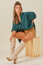 Cozy Outing Corduroy Button Down in Hunter Green