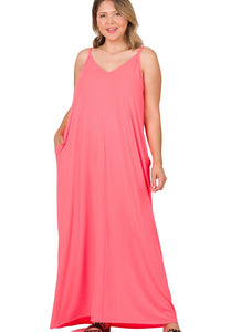Made For Sunshine V-Neck Maxi in N Coral Pink {Curvy}