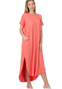 Weekend Vibes Maxi Dress in Deep Coral