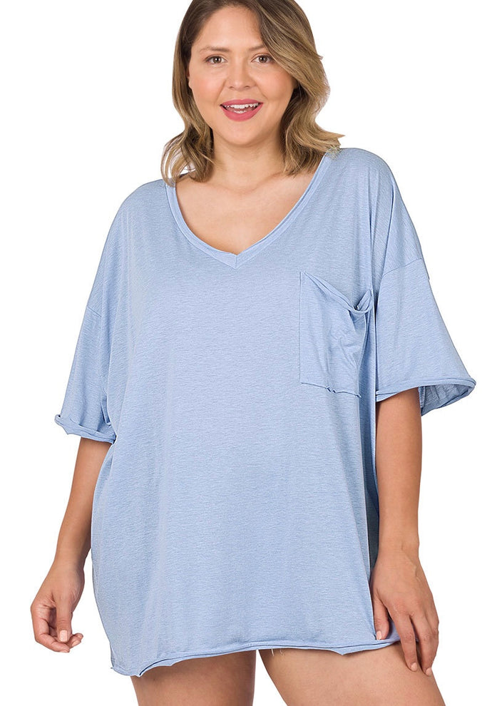 Easy For You Oversized Boyfriend Tee in H Spring Blue {Curvy}