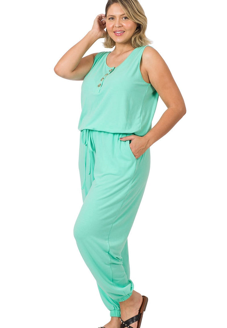 Learning to Fly Jumpsuit in Mint {Curvy}