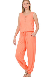 Learning to Fly Jumpsuit in Neon Coral