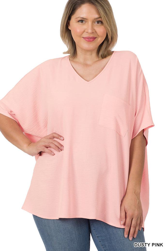 Spring Bloom Pocket Top in Dusty Pink {Curvy}