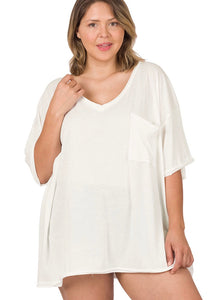 Easy For You Oversized Boyfriend Tee in Ivory {Curvy}