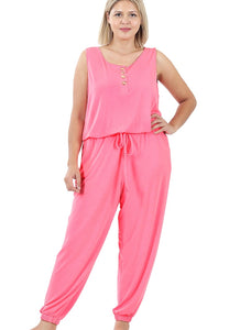 Learning to Fly Jumpsuit in Bright Pink {Curvy}