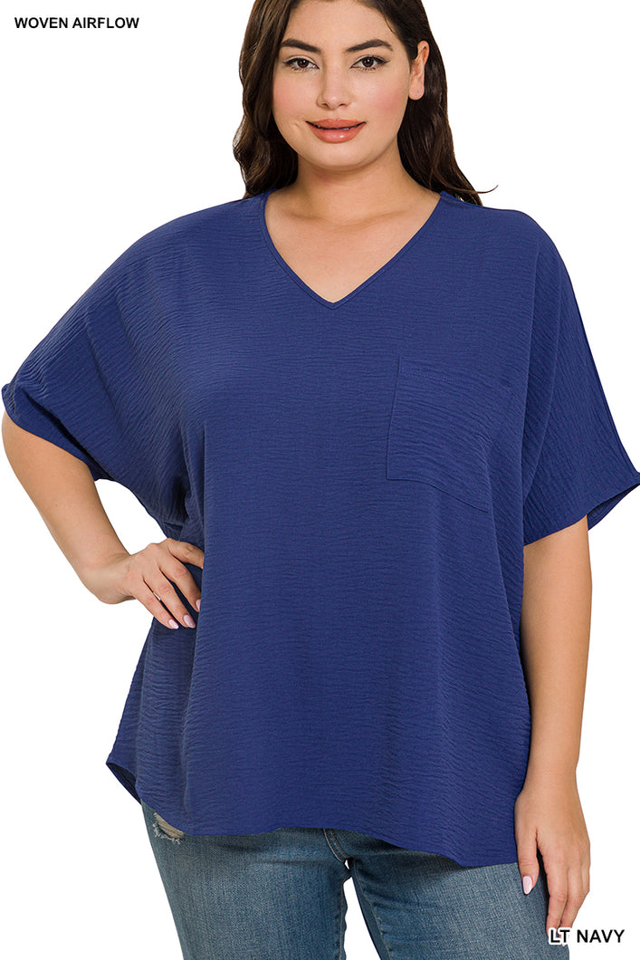 Spring Bloom Pocket Top in Lt. Navy {Curvy}