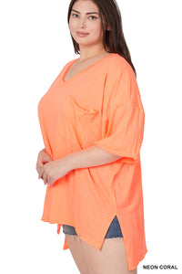 Make Your Life Easy Top in Neon Coral {Curvy}