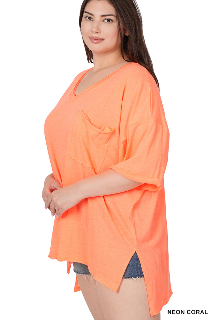 Make Your Life Easy Top in Neon Coral {Curvy}