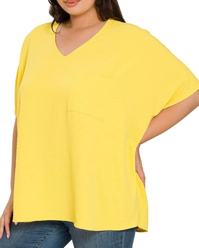 Spring Bloom Pocket Top in Yellow {Curvy}