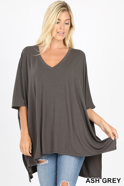 Flattering Me Poncho Top in Ash Gray