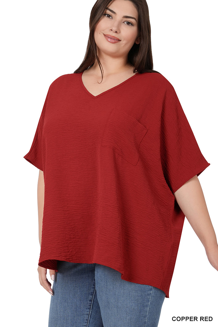 Fall Bloom Pocket Top in Copper Red {Curvy}
